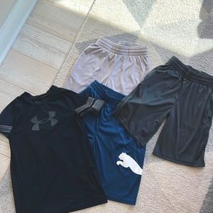 Athletic bundle: 3 shorts, 1 shirt size 8/10